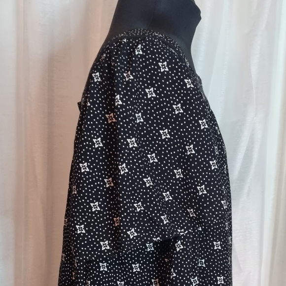 BOOCafe Marrakesh Womens Sz XL Top Black White Boho Flutter Sleeve Shirt NWT $54 - Picture 3 of 10
